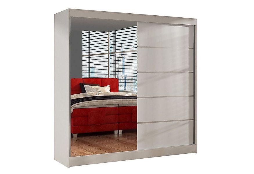 Sofnet Kleiderschrank Basti III (mit Spiegel, Schiebetüren und Kleiderstang günstig online kaufen