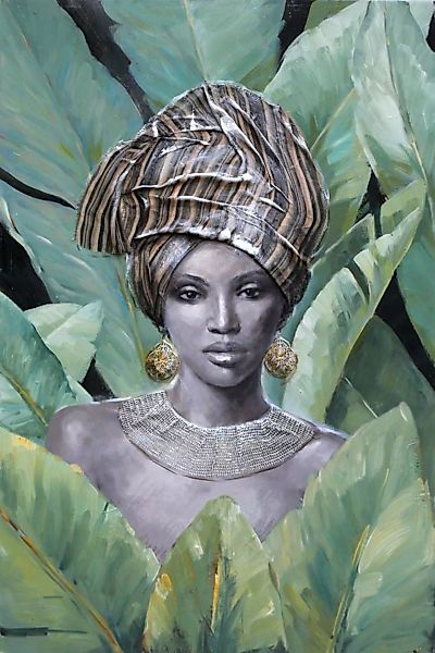 La Casa di Caesar Wandbilder & -deko Ölbild African Lady mit gestreiftem Tu günstig online kaufen