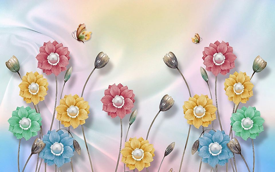 Papermoon Fototapete "Muster mit Blumen" günstig online kaufen
