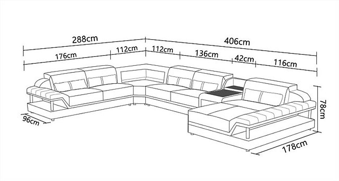 Xlmoebel Ecksofa Neue Polstermöbel U-Form mit USB-Anschluss und Designer-Qu günstig online kaufen