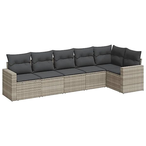 vidaXL 6-Tlg Garten-Sofagarnitur mit Kissen Hellgrau Poly Rattan 3251329 günstig online kaufen