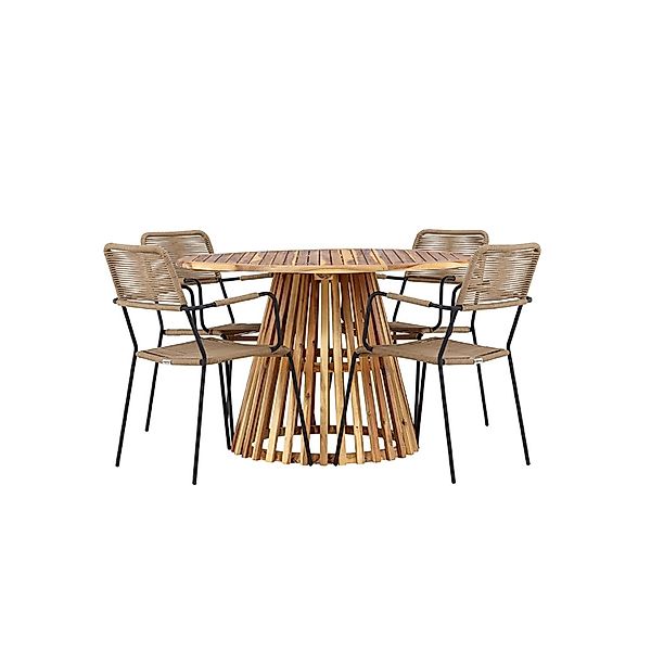 ebuy24 LumpurLindos Gartenset 1 Esstisch 4 Stühle Natur Tisch cm H75xB120xT günstig online kaufen