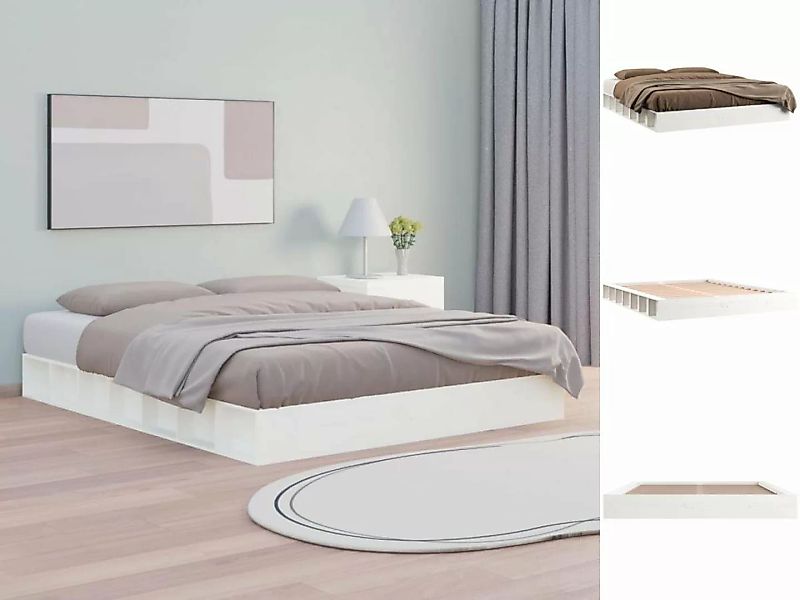 vidaXL Bettgestell Massivholzbett Weiß 120x200 cm Bett Bettgestell Holz Bet günstig online kaufen