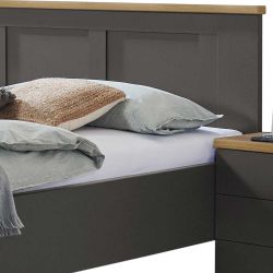140 cm Landhaus Bett in Dunkelgrau und Eiche Bianco Made in Germany günstig online kaufen
