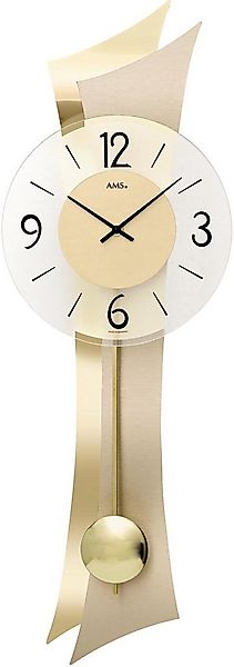 AMS Pendelwanduhr W7427 (Quarzuhr, Holz-/Messinggehäuse,Esszimmer,Wohnzimme günstig online kaufen