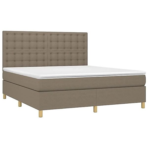 vidaXL Boxspringbett mit Matratze & LED Taupe 160x200 cm Stoff 3135769 günstig online kaufen