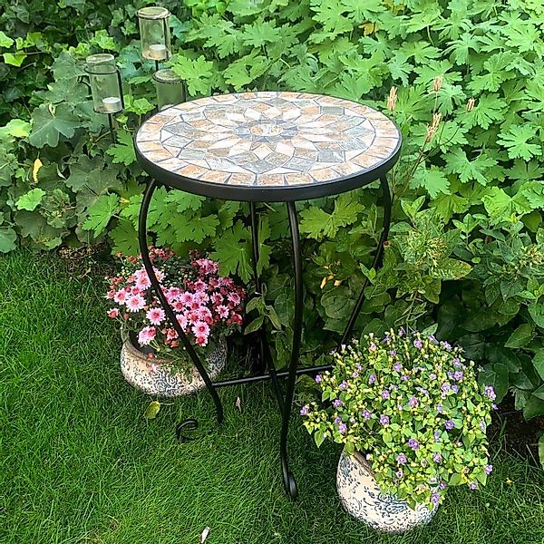 K&L Wall Art Blumenhocker Mosaiktisch Pflanzenhocker günstig online kaufen