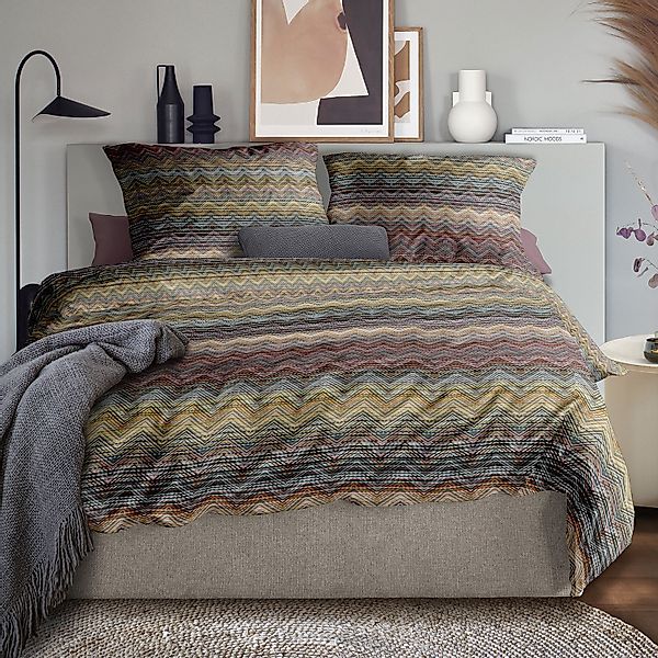 Irisette Mako Satin Bettwäsche Wave 8671-90 Multi Zick Zack 135x200 günstig online kaufen