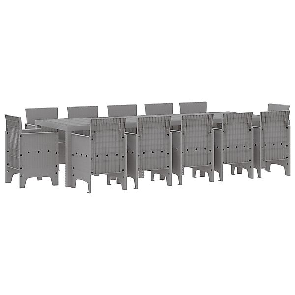 vidaXL Garten Essgruppe 13-Tlg Hellgrau Poly Rattan 3378627 günstig online kaufen