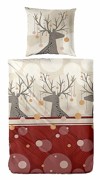 Primera Bettwäsche "Feinbiber-Bettwäsche Rudolph" 2 Stk. mit niedlichem Ren günstig online kaufen