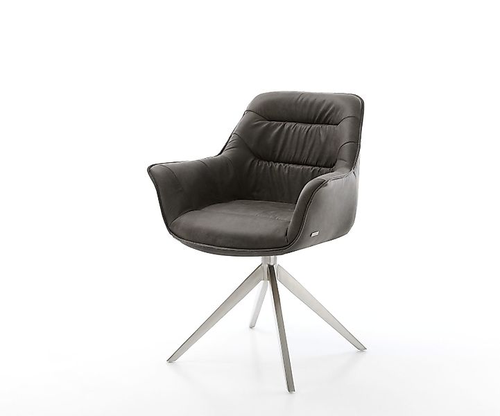 Esszimmerstuhl Kaira-Flex Mikrofaser Anthrazit Vintage Kreuzgestell breit E günstig online kaufen