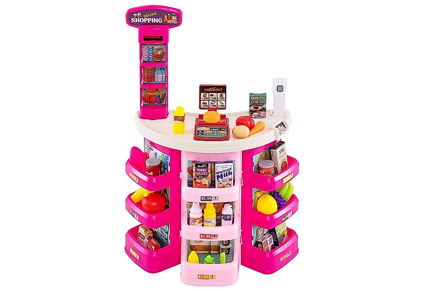 COSTWAY Kaufladen, Spielzeug Supermarkt mit Einkaufswagen, Waage & Scanner günstig online kaufen