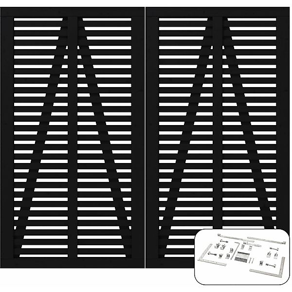 Doppeltor Harmoni Nadelholz Schwarz 200 cm x 180 cm günstig online kaufen