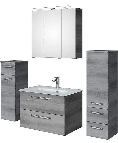 Saphir Badmöbel-Set »Badmöbel-Set Trentino 4-teilig Glas-Waschtisch mit LED günstig online kaufen
