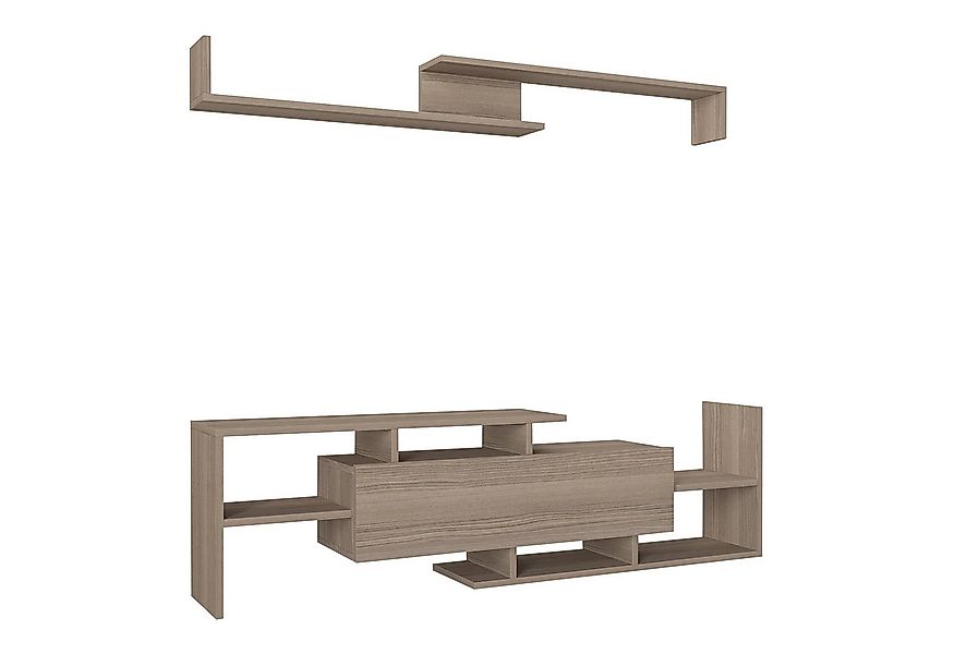 en.casa TV-Schrank »Liksefte« mit Wandregal 154x28x42 cm Eicheoptik günstig online kaufen