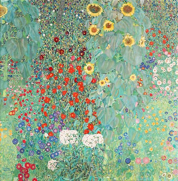 Poster / Leinwandbild - Gustav Klimt: Bauerngarten Mit Sonnenblumen günstig online kaufen