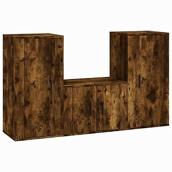 furnicato TV-Schrank 3-tlg. TV-Schrank-Set Räuchereiche Holzwerkstoff (1-St günstig online kaufen