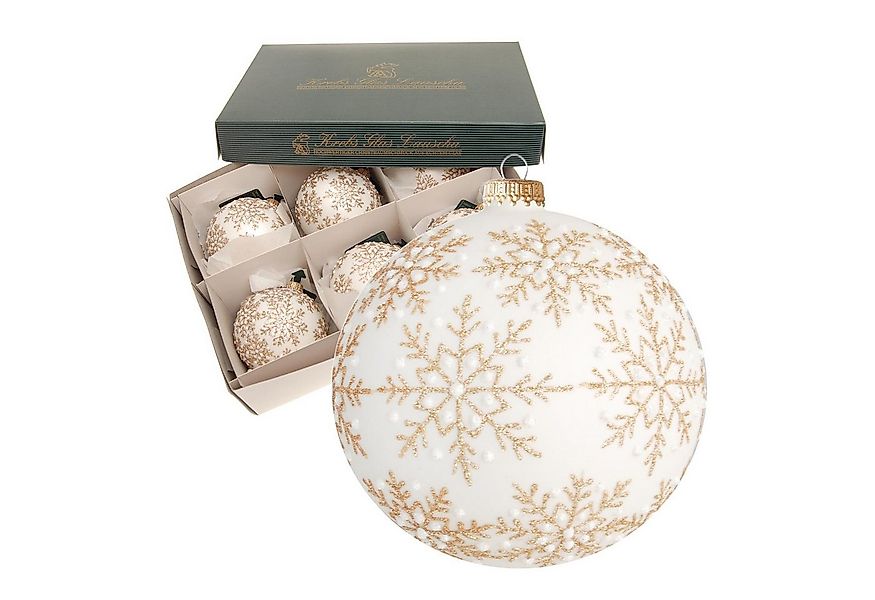 Krebs Glas Lauscha Weihnachtsbaumkugel 6er Set - Glasanhänger - Weiß mit go günstig online kaufen