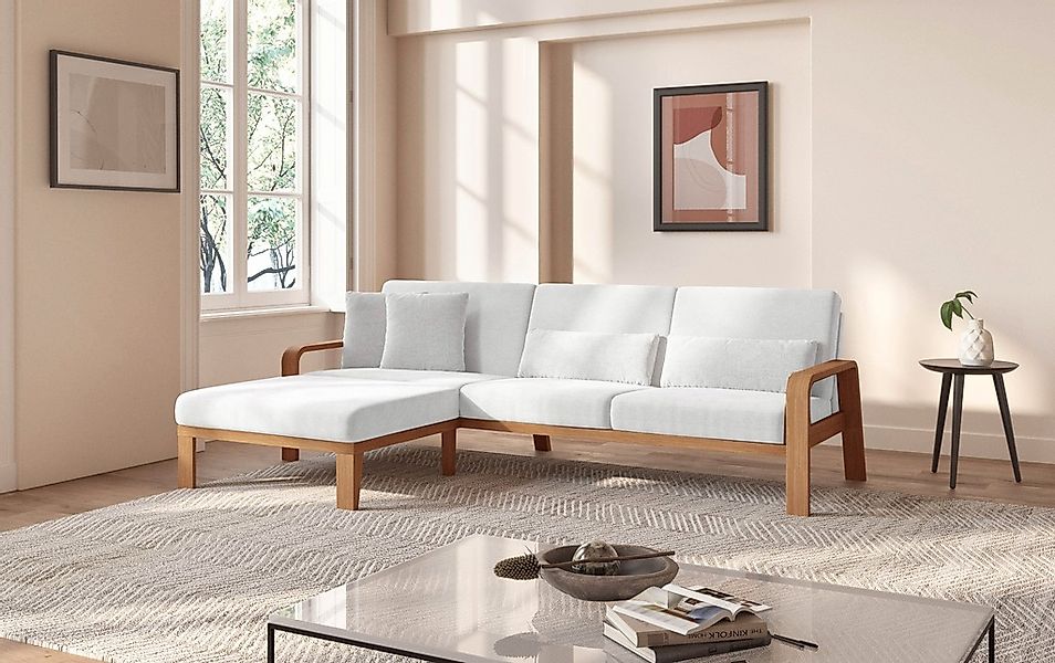 sit&more Ecksofa »Kolding L-Form«, Armlehnen aus eichefarbigem Buchenholz, günstig online kaufen