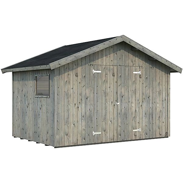 Palmako Nils Holz-Gartenhaus Grau Satteldach Tauchgrundiert 392 cm x 239 cm günstig online kaufen