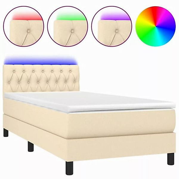 vidaXL Boxspringbett Boxspringbett mit Matratze LED Creme 100x200 cm Stoff günstig online kaufen