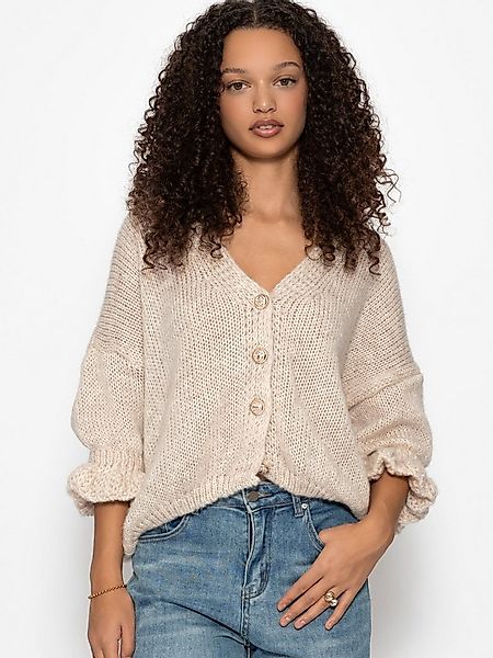 SASSYCLASSY Cardigan Cardigan mit 3/4-Ärmeln für Damen Cozy Cardigan mit Ba günstig online kaufen