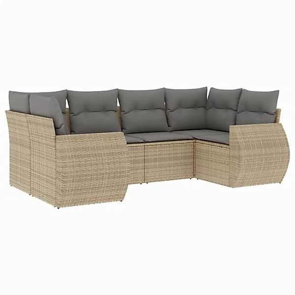 vidaXL Sofaelement 6-tlg. Garten-Sofagarnitur mit Kissen Beige Poly Rattan günstig online kaufen