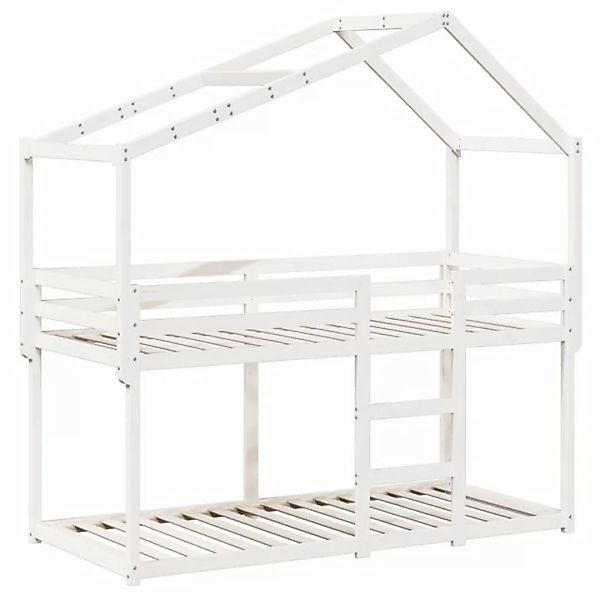 vidaXL Bett Etagenbett mit Dach Weiß 90x200 cm Massivholz Kiefer günstig online kaufen