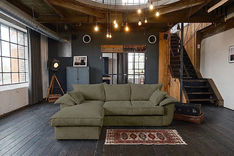 KAWOLA Ecksofa DAMETO, Schlafsofa Couch Cord günstig online kaufen