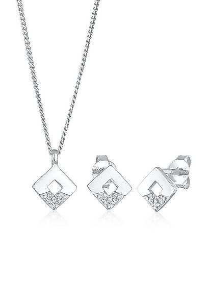 Elli DIAMONDS Schmuckset Diamant (0.045 ct) Geo Design 925 Silber, Diamant günstig online kaufen