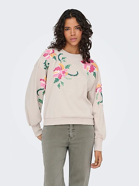 ONLY Sweatshirt "ONLBROOKE L/S O-NECK FLOWER SWT", Baumwollmischung, regula günstig online kaufen