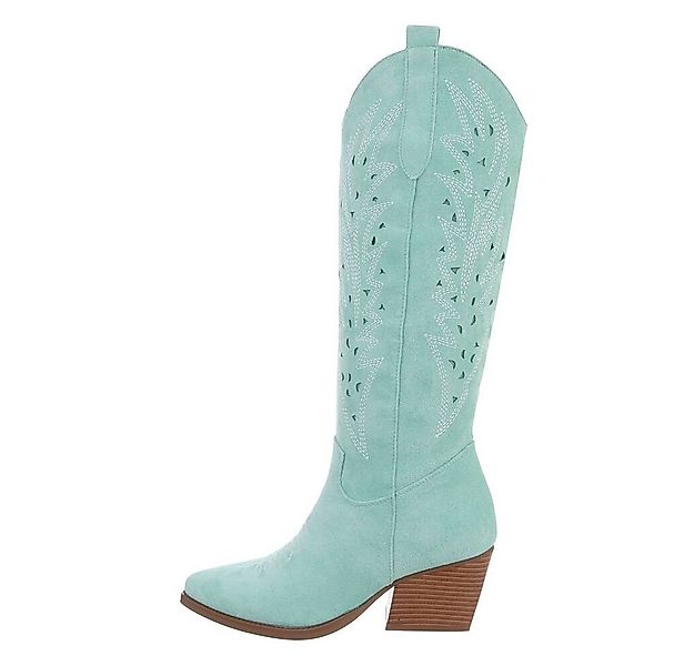 Ital-Design Elegante Damen-Cowboystiefel mit Durchbrüchen und Blockabsatz W günstig online kaufen