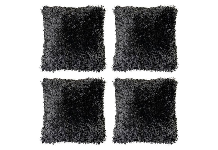 Home4You Dekokissen 4er Set, Schwarz, Kunstfaser, 50 x 50 cm, Kissenhüllen günstig online kaufen