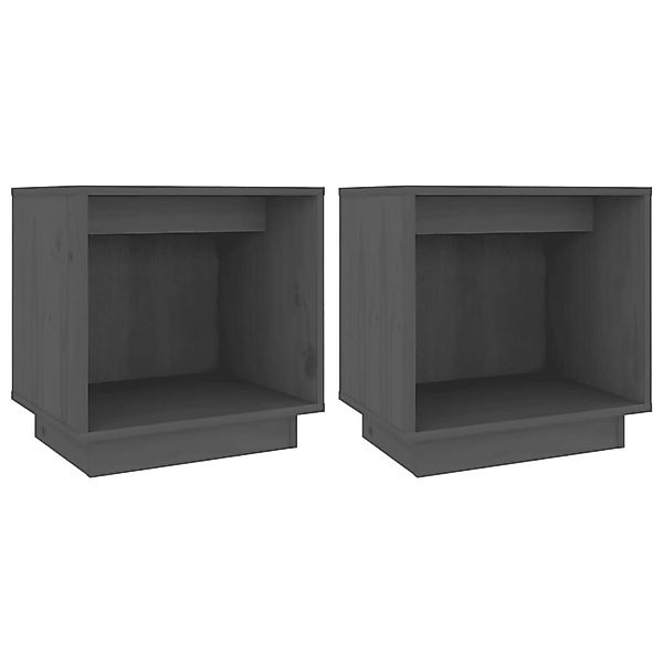 vidaXL Nachttische 2 Stk Grau 40x30x40 cm Massivholz Kiefer Modell 1 günstig online kaufen