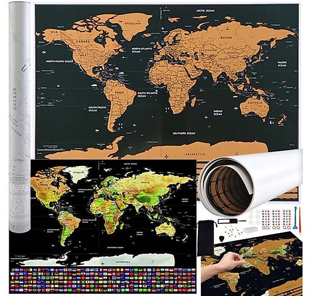MALATEC Poster Weltkarte Rubbellos mit Flaggen, Weltkarte (Spar-Set, 1 St), günstig online kaufen
