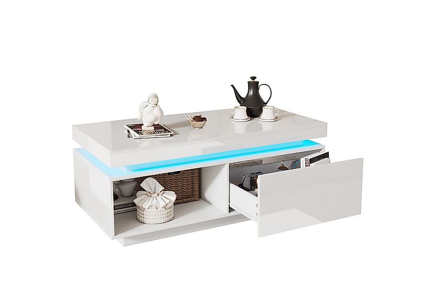 MODFU Couchtisch mit LED-Beleuchtung (Wohnzimmertisch, Beistelltisch, 1-St. günstig online kaufen