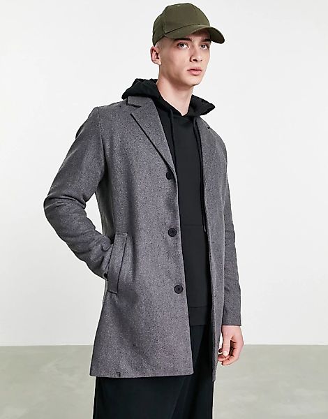 Jack & Jones Originals – Mantel aus Wollmischung in Hellgrau günstig online kaufen