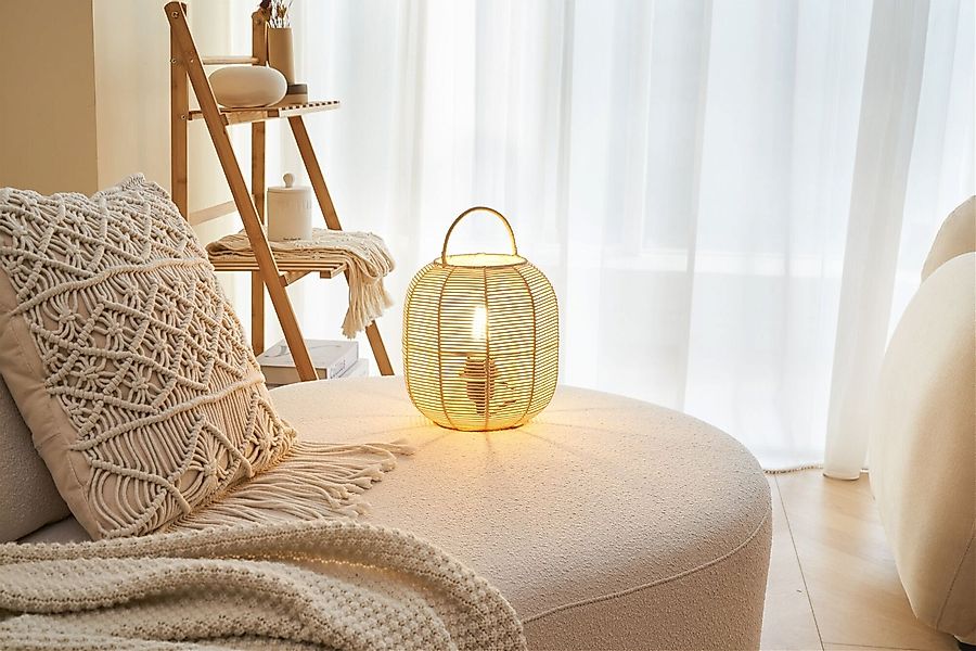 Pauleen Tischleuchte »Boho Glow max20W Beige/Weiß 230V Metall/Rattan«, 1 fl günstig online kaufen
