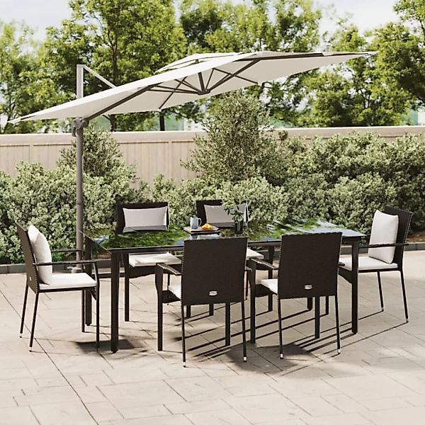 Vidaxl 7-tlg. Garten-essgruppe Mit Kissen Schwarz Poly Rattan günstig online kaufen