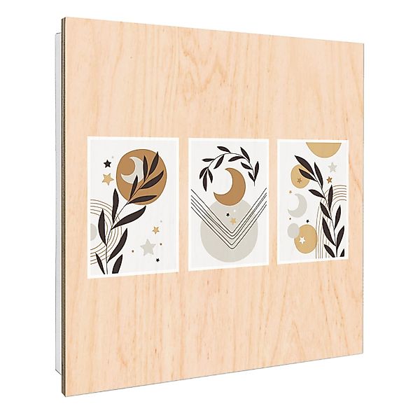 Banjado Großer Schlüsselbox Holz 30x30cm Weiß Scharnier Rechts 50 Haken Sch günstig online kaufen