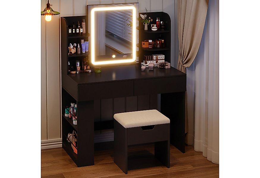 Furnicopia Schminktisch 90/110 cm, LED-Beleuchtung mit einstellbarer Hellig günstig online kaufen