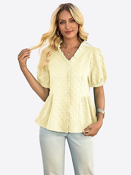Imily Bela Kurzarmbluse Damen Oberteile mit Peplum-Puffärmeln (Packung, 1-t günstig online kaufen