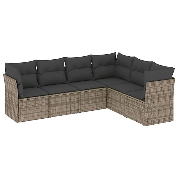 vidaXL 6-Tlg Garten-Sofagarnitur mit Kissen Grau Poly Rattan 3249519 günstig online kaufen