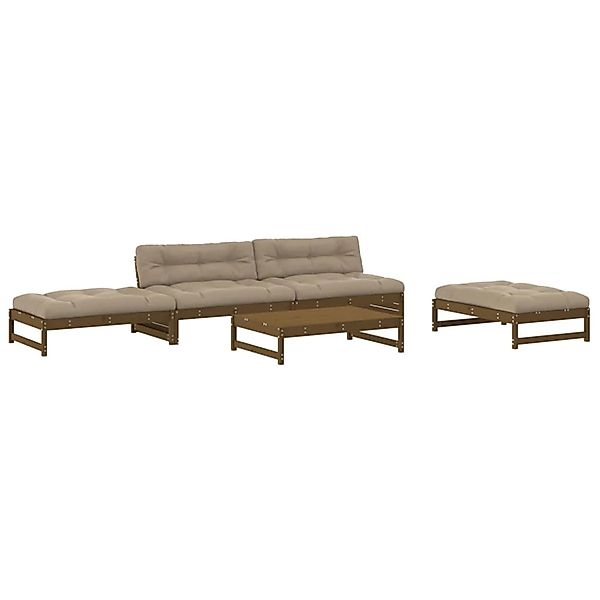 vidaXL 5-tlg Garten-Lounge-Set mit Kissen Honigbraun Kiefernholz Modell 19 günstig online kaufen