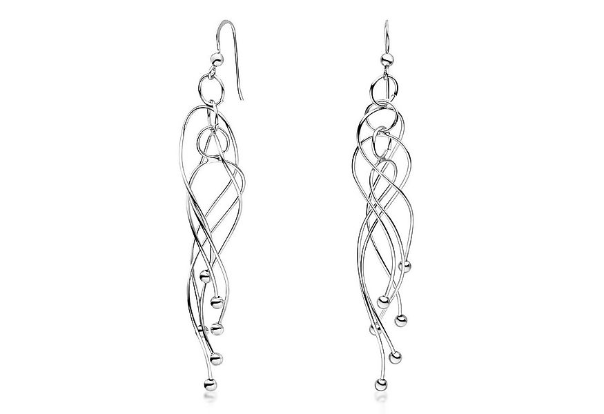 Materia Paar Ohrhaken Damen Silber Spirale Kugeln lang 84mm SO-66, 925 Ster günstig online kaufen