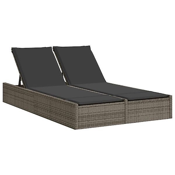 vidaXL Gartenliege Doppel-Sonnenliege mit Kissen Grau günstig online kaufen
