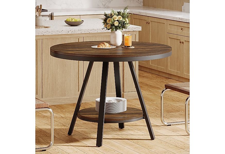 Tribesigns Esstisch 90 cm Kleiner Runder Esstisch für 2-4 Personen, 2-stufi günstig online kaufen