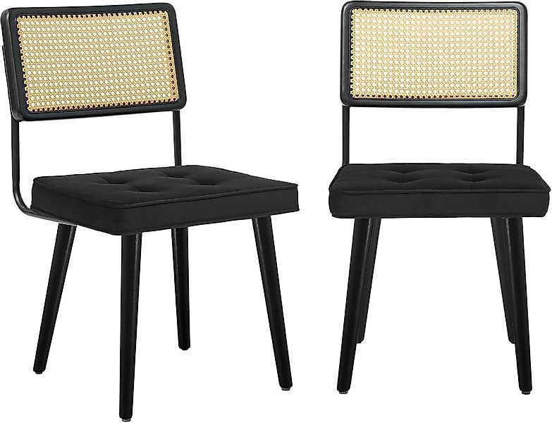 GarveeMore Esszimmerstuhl aus natürlichem Rattan 2er-Set,Küchenstühle im Mi günstig online kaufen