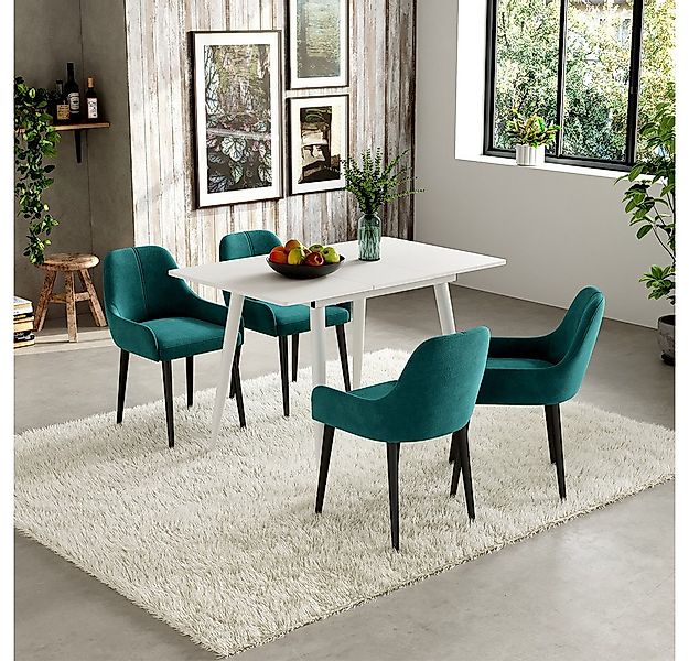 Vicco Esstisch Beaver, Weiß, 80 x 70 cm ausziehbar günstig online kaufen