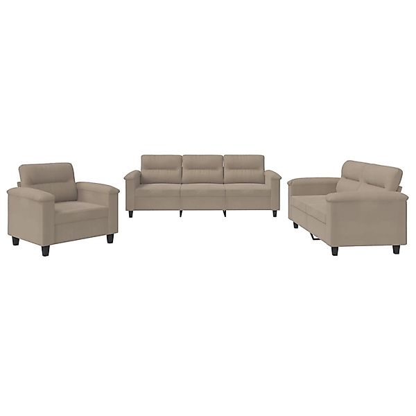 vidaXL 3-Tlg Sofagarnitur mit Kissen Taupe Mikrofasergewebe 3202290 günstig online kaufen
